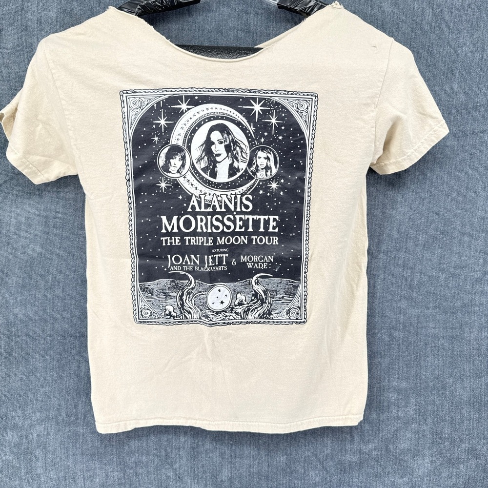 Alanis Morissette Triple Moon Tour Womens M Cream Cotton 2024 Concert Tee